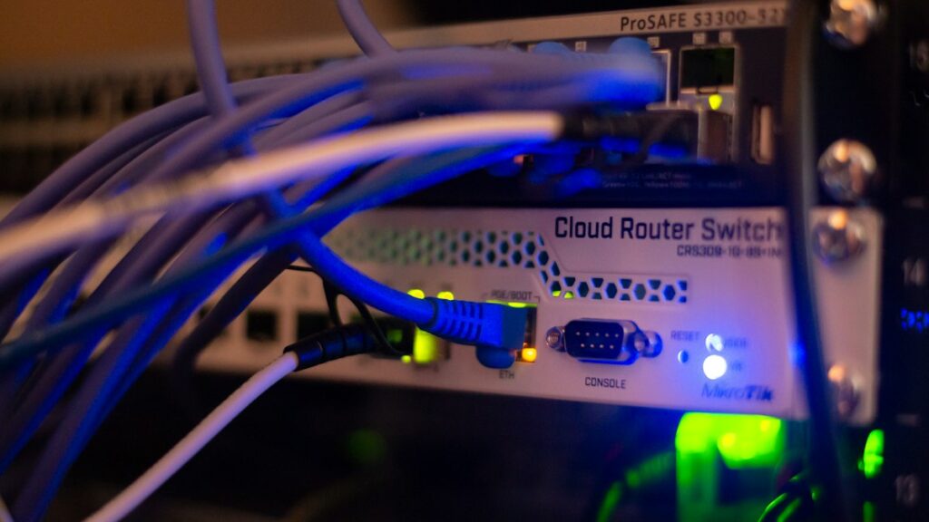 Network cables and connected equipment representing the security risks facing internet-connected home devices