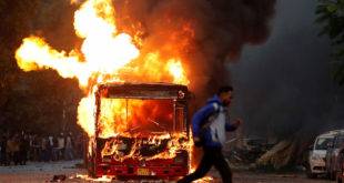 Delhi riots bus burning
