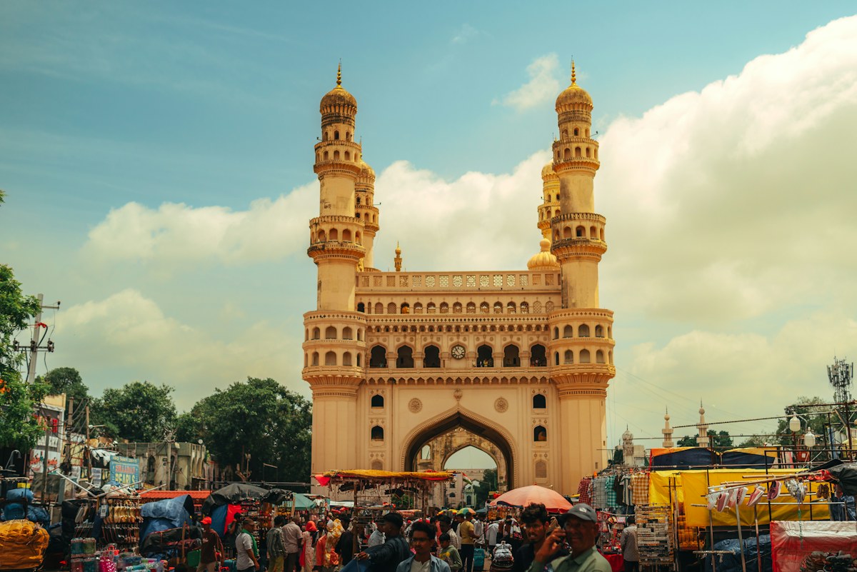 Charminar in Hyderabad, the Qutb Shahi monument at the centre of the historic city