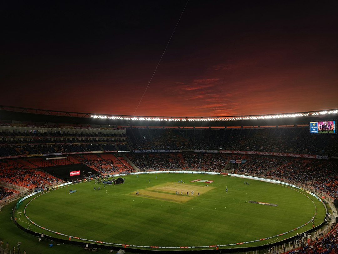 Cricket ground prepared for an international match