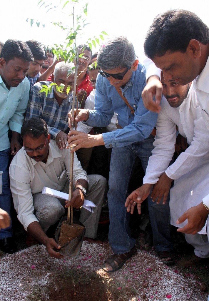 Dr. Aslam Parvez plants a sapling after assuming charge as the new VC of MANUU