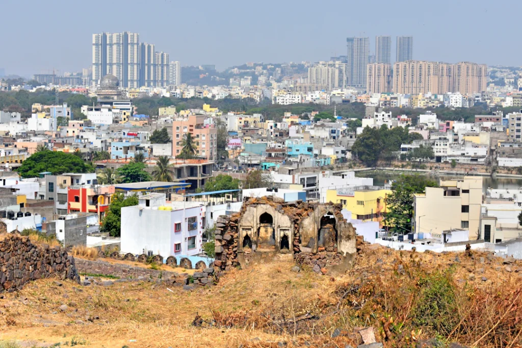 Hyderabad cityscape viewed from Golconda Fort, representing the city's urban landscape