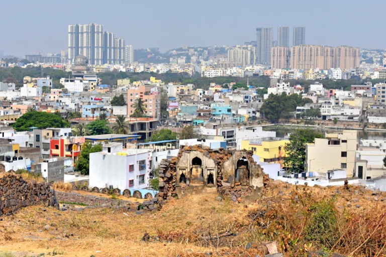 Hyderabad cityscape viewed from Golconda Fort, representing the city's urban landscape