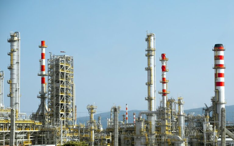 Industrial refinery pipes; illustrative image for India's fuel export tax report