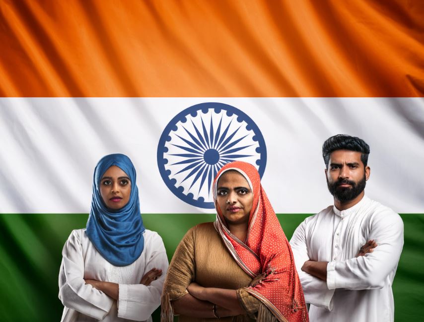 Indian Muslims with Flag Islamophobia in India