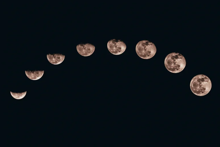 The Moon illuminated against the night sky, illustrating the changing lunar phases