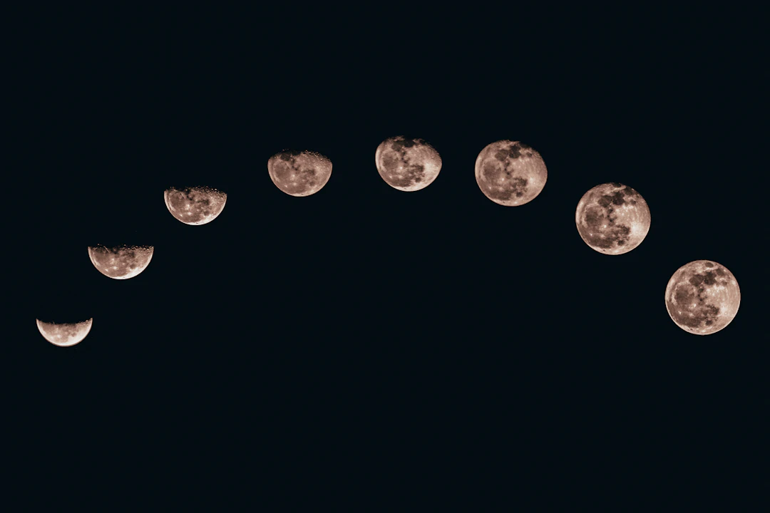 The Moon illuminated against the night sky, illustrating the changing lunar phases