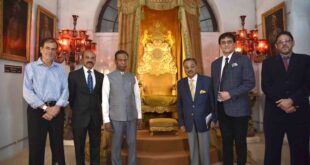 Minority Affairs Advisor to the Government of Telangana Mr A K Khan inspects the Throne of Nawab Mir Osman Ali Khan, the seventh Nizam of Hyderabad, after inaugurating the restored part of the Museum on the occasion of the 90th birth anniversary of the Late H.E.H. Mukarram Jah Bahadur, the VIIIth Nizam of Hyderabad as Mukarram Jah School, Purani Haveli celebrated the Founders Day. The throne was specially built for the Silver Jubilee of his coronation ceremony.