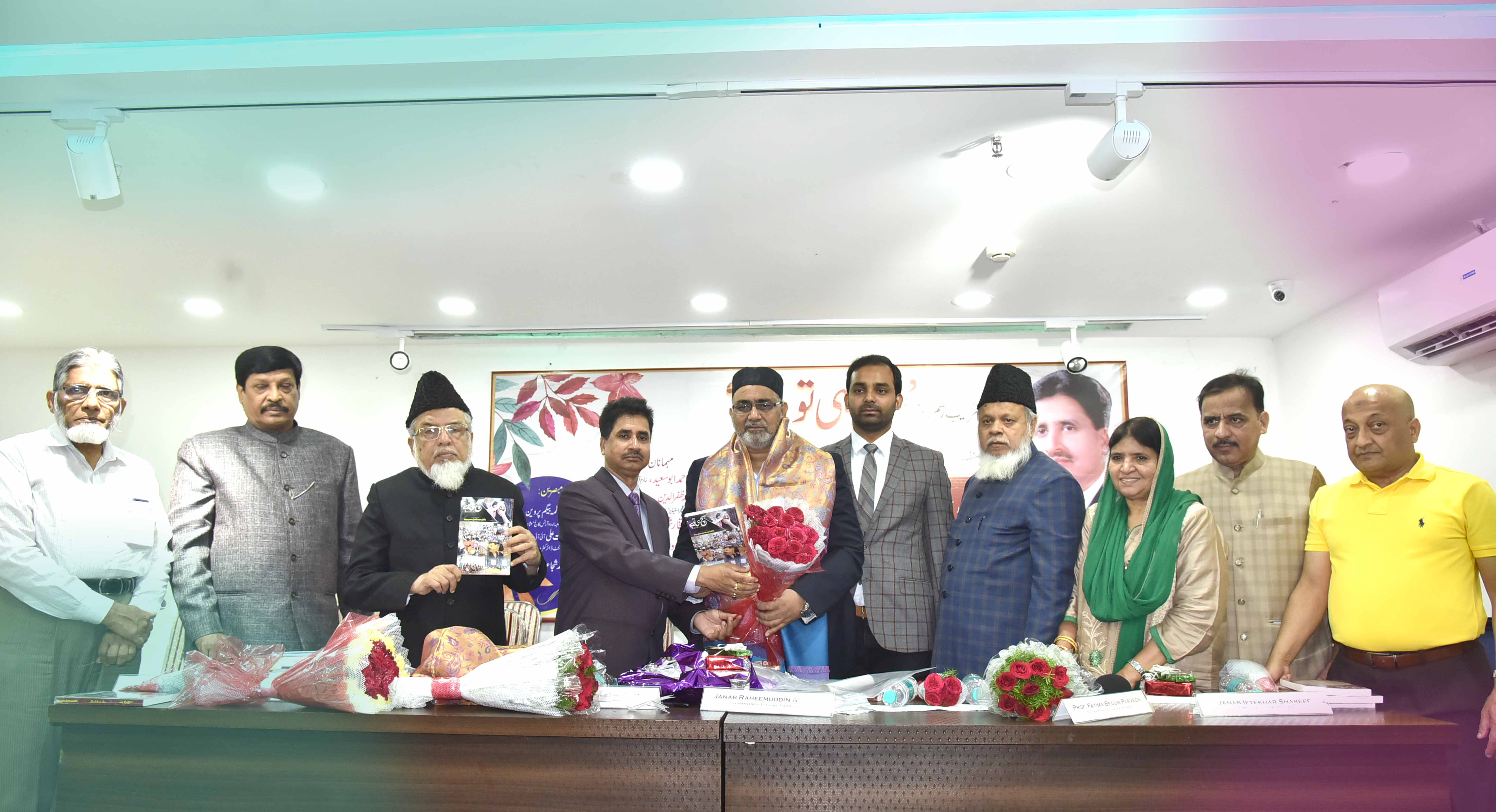 Director National Council for Promotion of Urdu Language Dr. Shaikh Aqueel Ahmed releasing the book “Sach Hi Toh Hai” written in Urdu by Chief Editor Gawah Urdu Weekly and Managing Partner Media Plus Dr. Syed Fazil Hussain Parvez at Media Plus Auditorium in Hyderabad on Tuesday evening. Telangana State Urdu Academy Chairman Maulana Raheemuddin Ansari, renowned exegesist of Holy Quran Maulana Ahmed Abu Sayeed, former Joint Director of Doordarshan Mohammed Shujath Ali (IIS Retd.), India’s first overseas citizen to USA Mr. Iftekhar Shareef, Maulana Dr Ahsan Bin Mohammed Al Hamoomi, Prof. Fatima Parveen, Dr. Shujath Ali Rashid, Prof. Farooq Baksh, Jt Editor of Gawah Dr. Abdul Rasheed, Media Plus Partner Mr Shakeel Mirza & CEO Syed Khaled Shahbaaz and others are also seen.