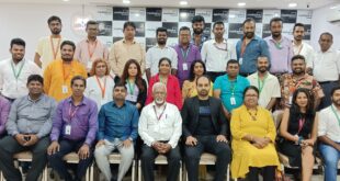 Syed Khaled Shahbaaz with the Sri Lankan media delegation after a social media and AI training program at Media Plus Auditorium in Hyderabad